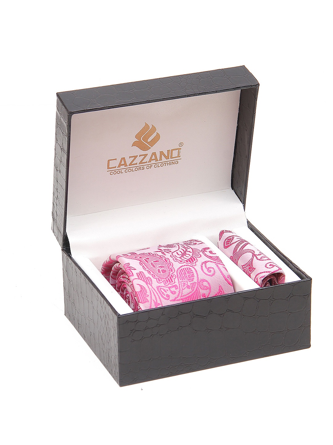 

Cazzano Men Accessory Gift Set of Neck Tie & Pocket Square, Pink