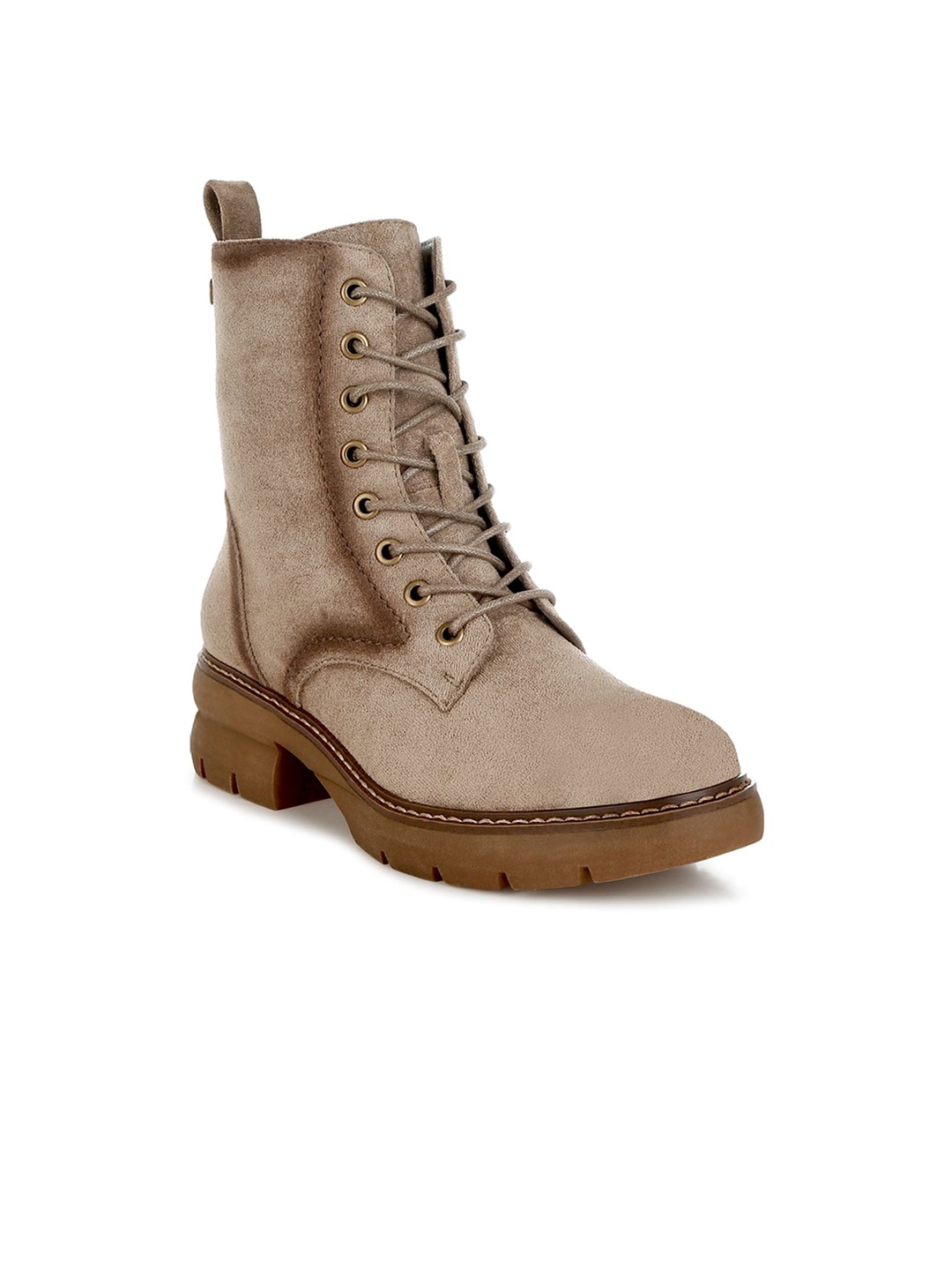 

London Rag Women Lace Up High Ankle Boots, Taupe