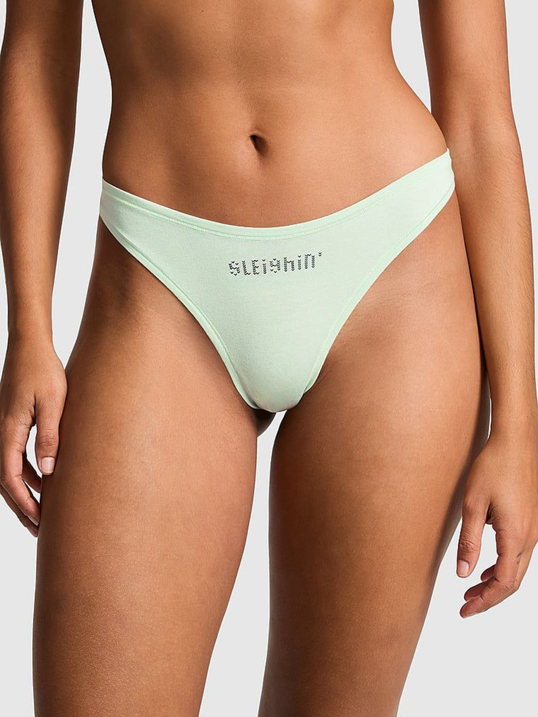 

Victoria's Secret Low-Rise High-Leg Thong Briefs, Green