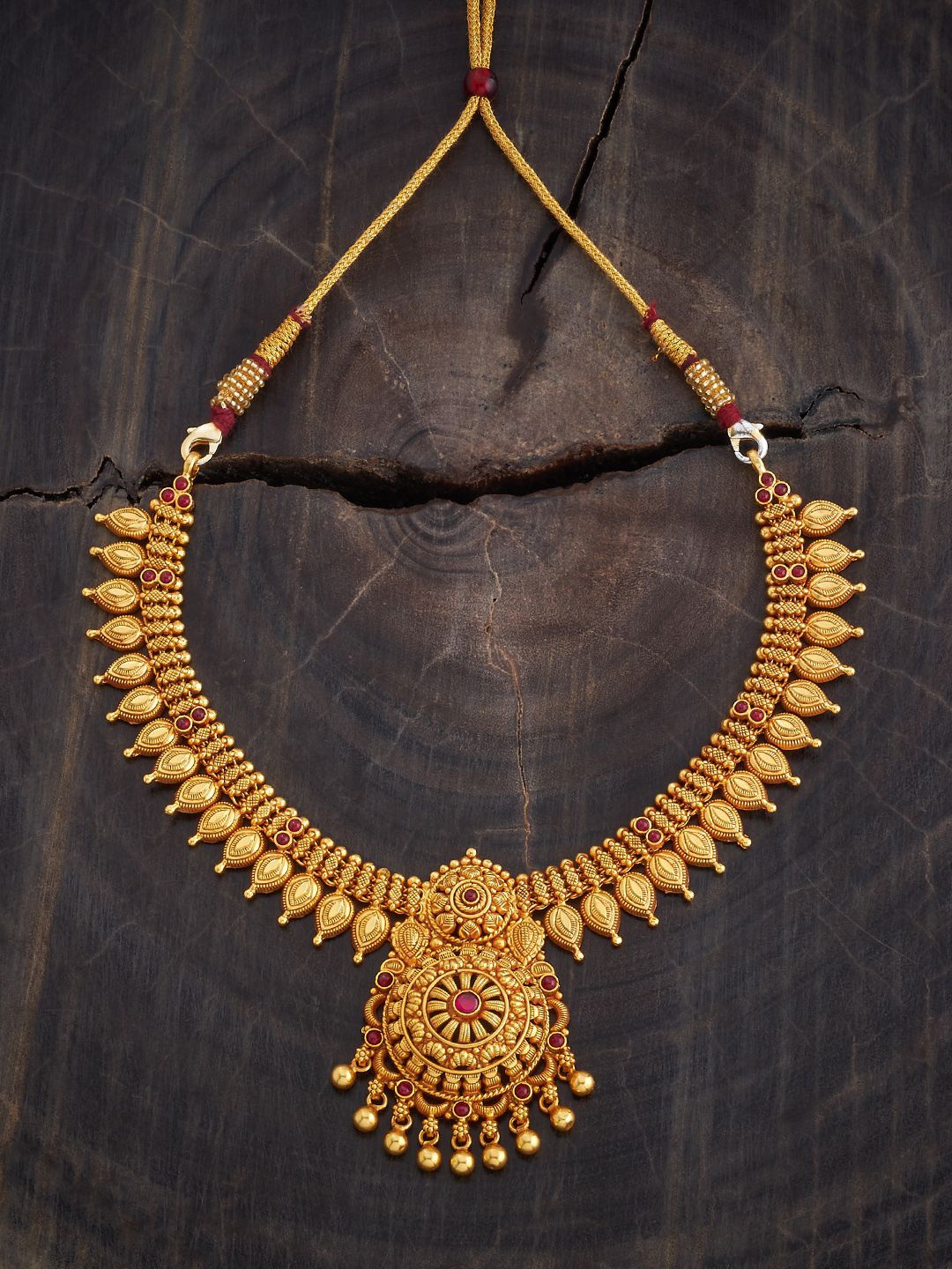 

Kushal's Fashion Jewellery 92.5 Pure Silver Gold-Plated Stones Studded Necklace