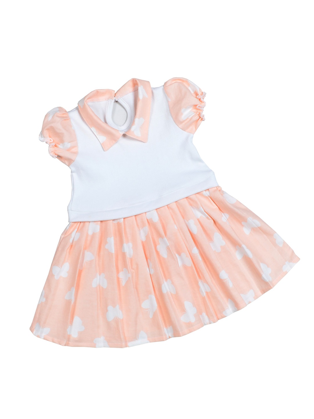 

BAESD Girls Animal Printed Cotton A-Line Dress, Peach