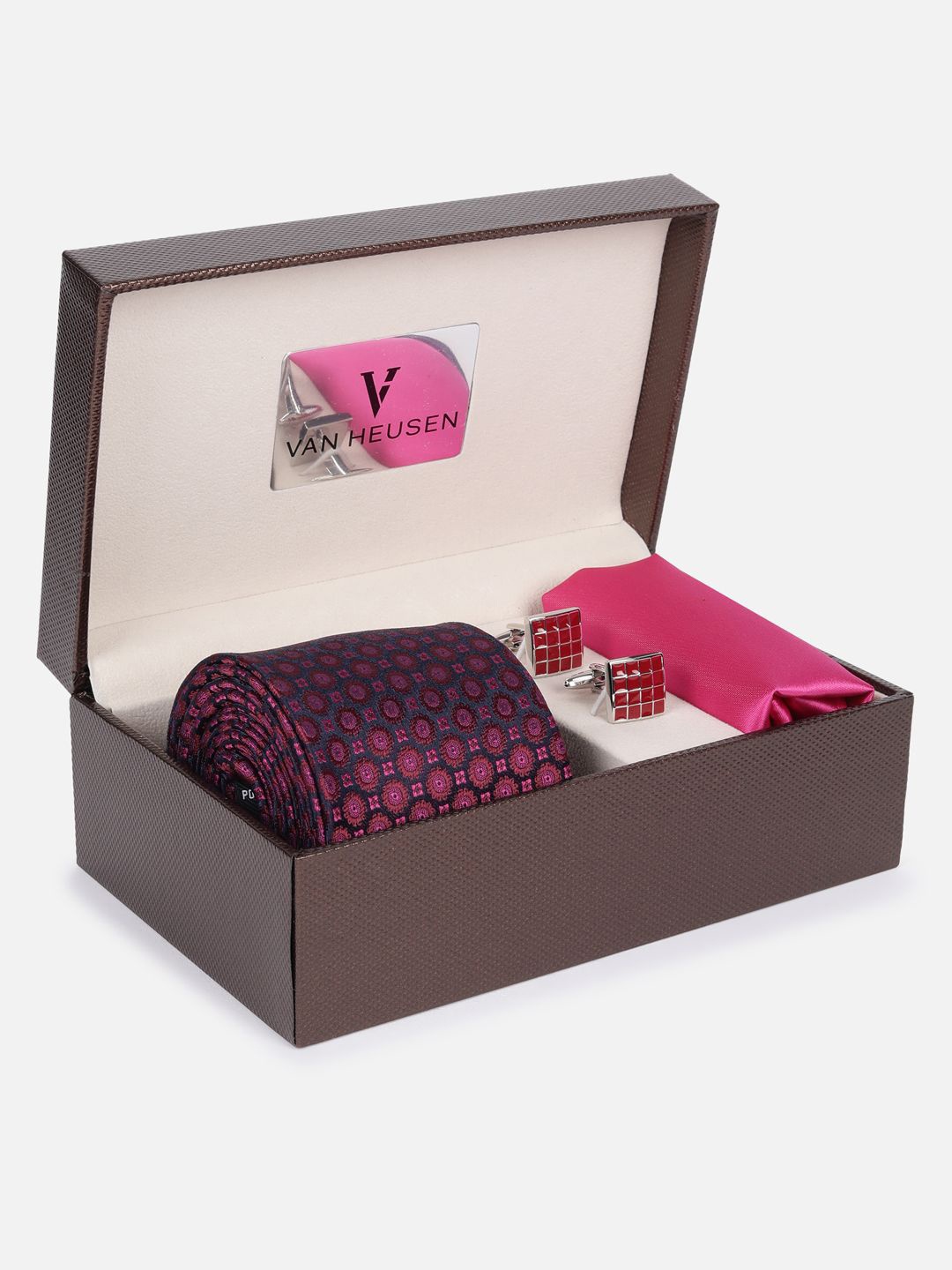 

Van Heusen Men Accessory Gift Set of Tie Pocket Square And Cufflink, Pink