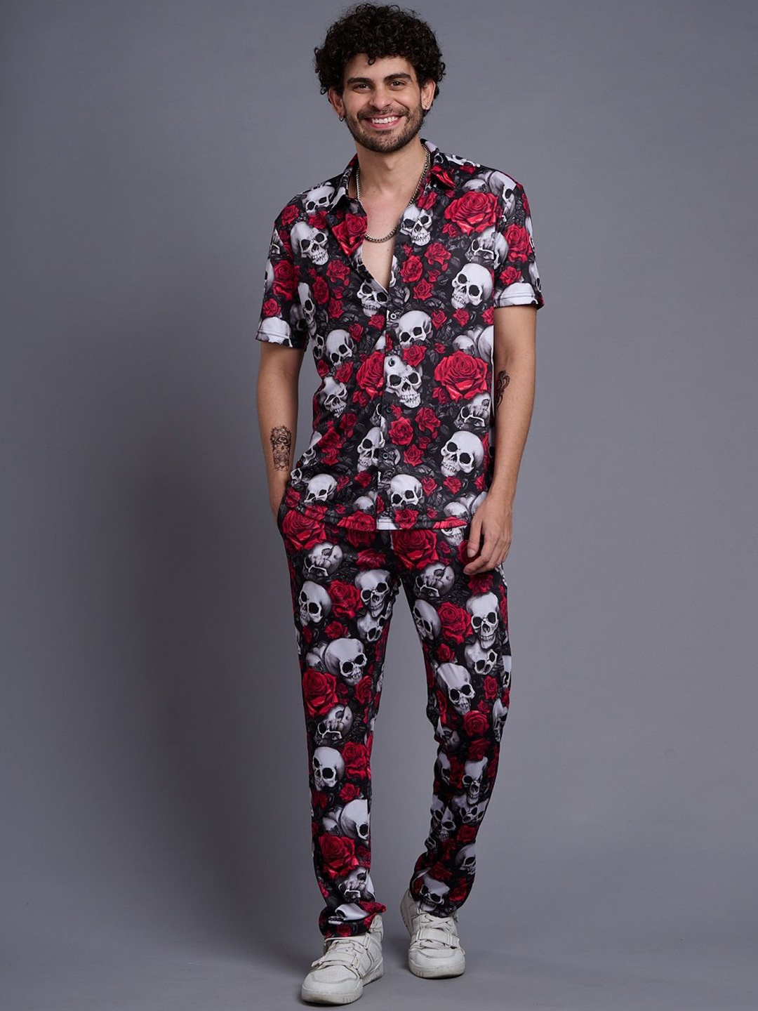 

GO DEVIL Conversational Printed Shirt With Trousers, Red
