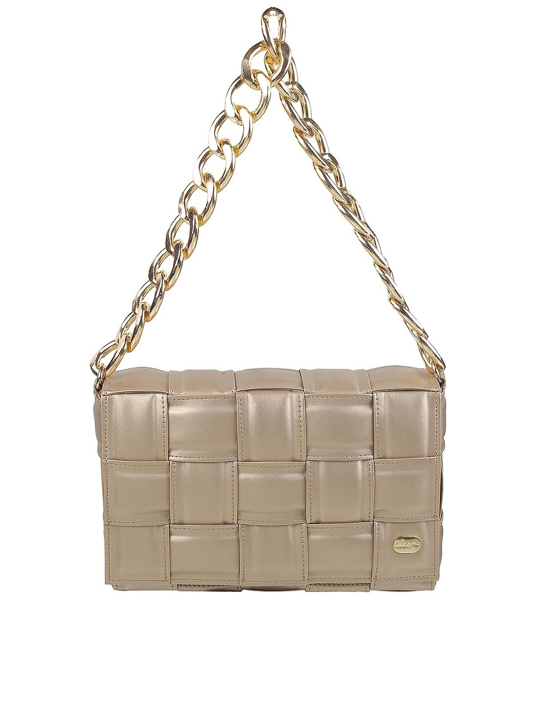 

Cheemo Textured Box Clutch, Gold