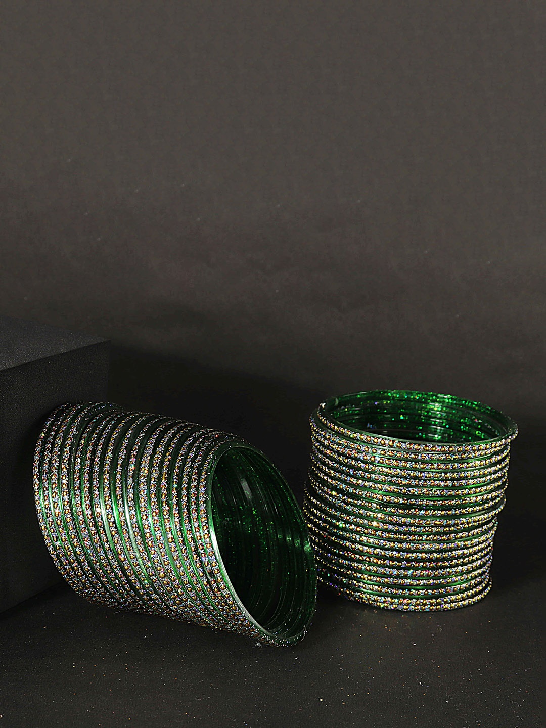 

NMII Set Of 36 Textured Glitter Bangles, Gold