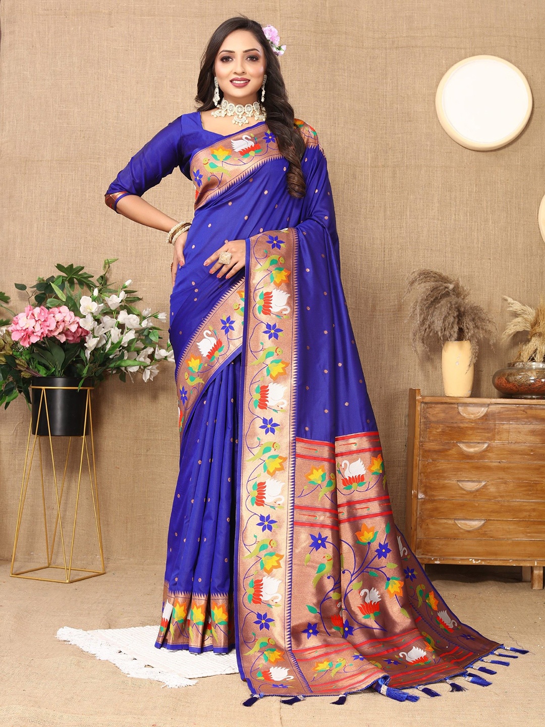 

Anaita Woven Design Zari Paithani Saree, Blue