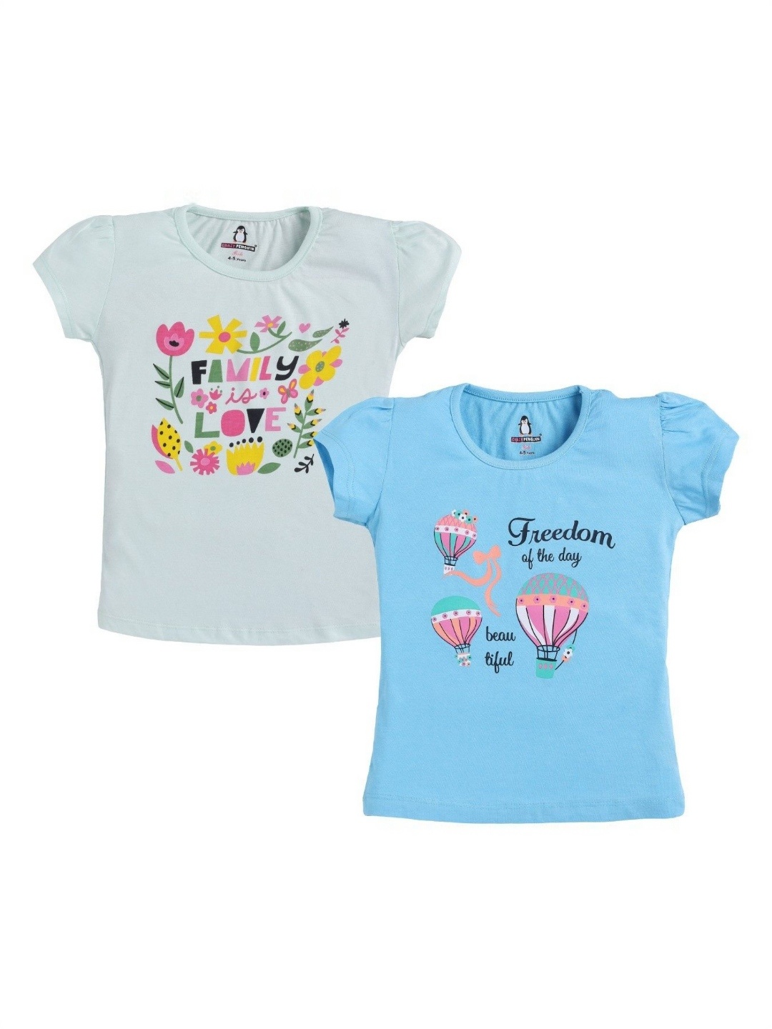 

CRAZYPENGUIN ELITE Girls Typography 2 Printed Extended Sleeves T-shirt, Multi