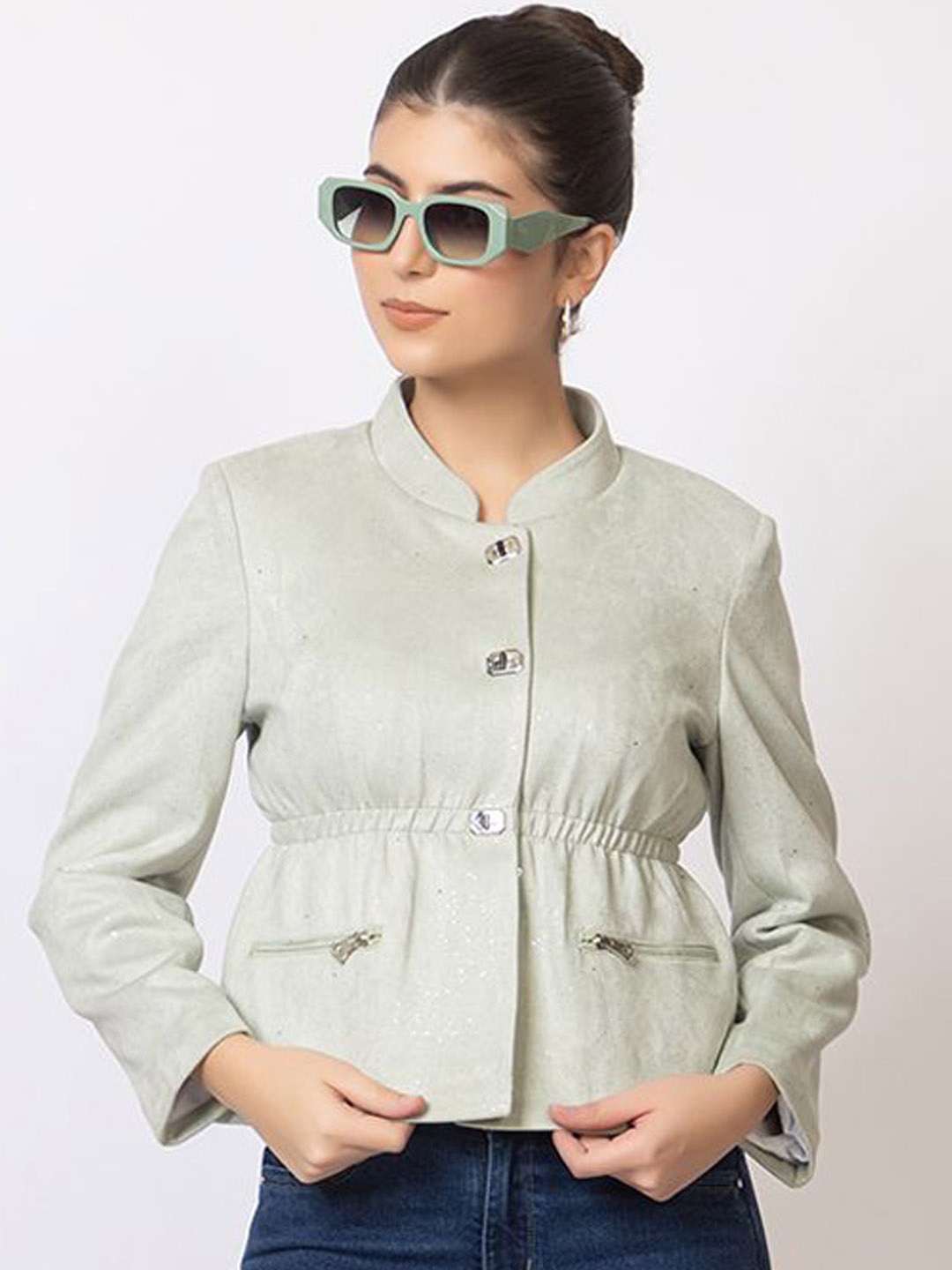 

Navsha Woollen Tailored Jacket, Green