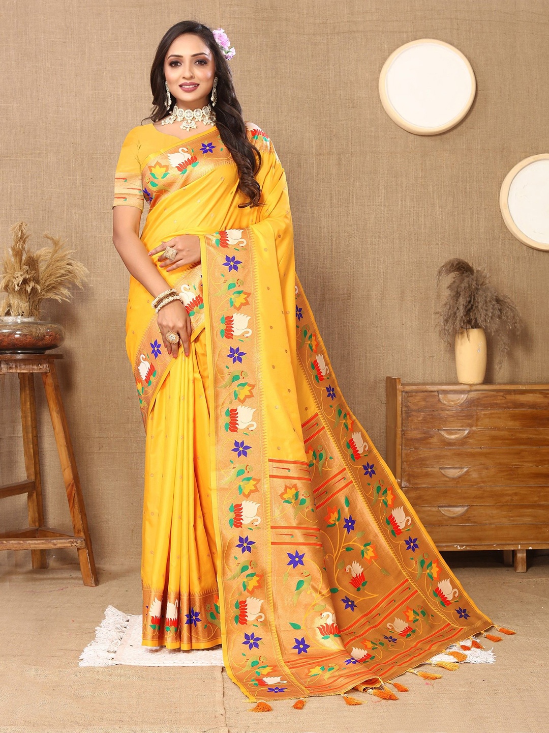 

Anaita Woven Design Zari Paithani Saree, Yellow