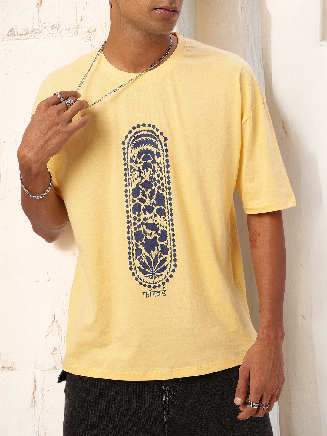 

Kook N Keech Indie Vibe Printed Relaxed Fit T-shirt, Yellow