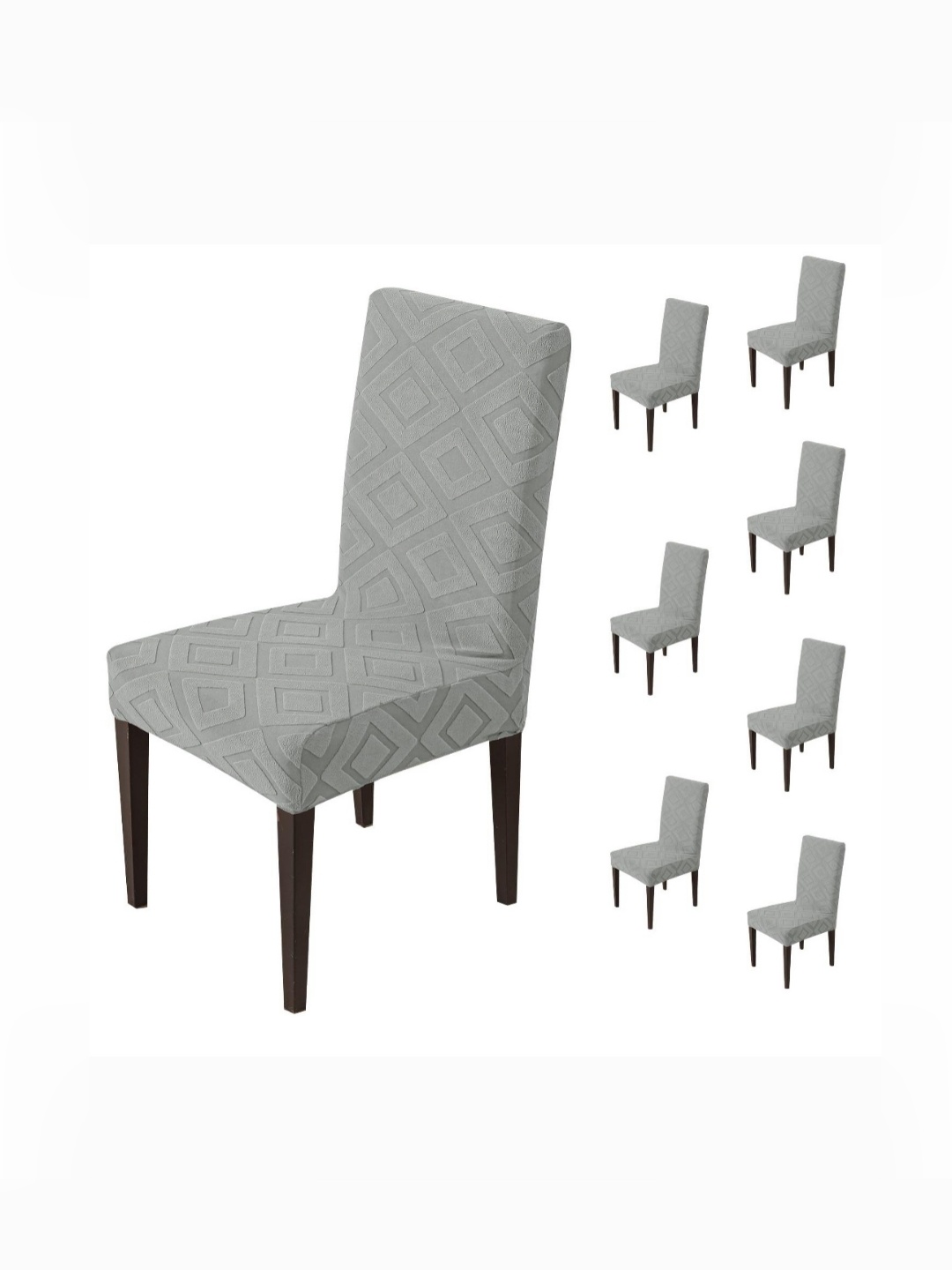 

HOUSE OF QUIRK 8-Pcs Grey Textured Removable Chair Covers