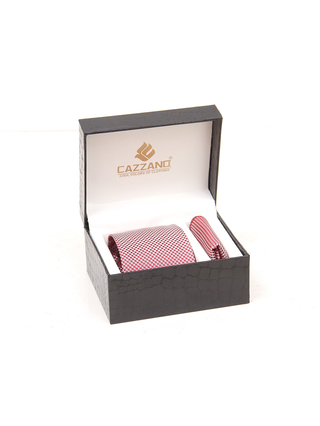 

Cazzano Men Accessory Gift Set Tie and Pocket Square Comes with a box, Pink