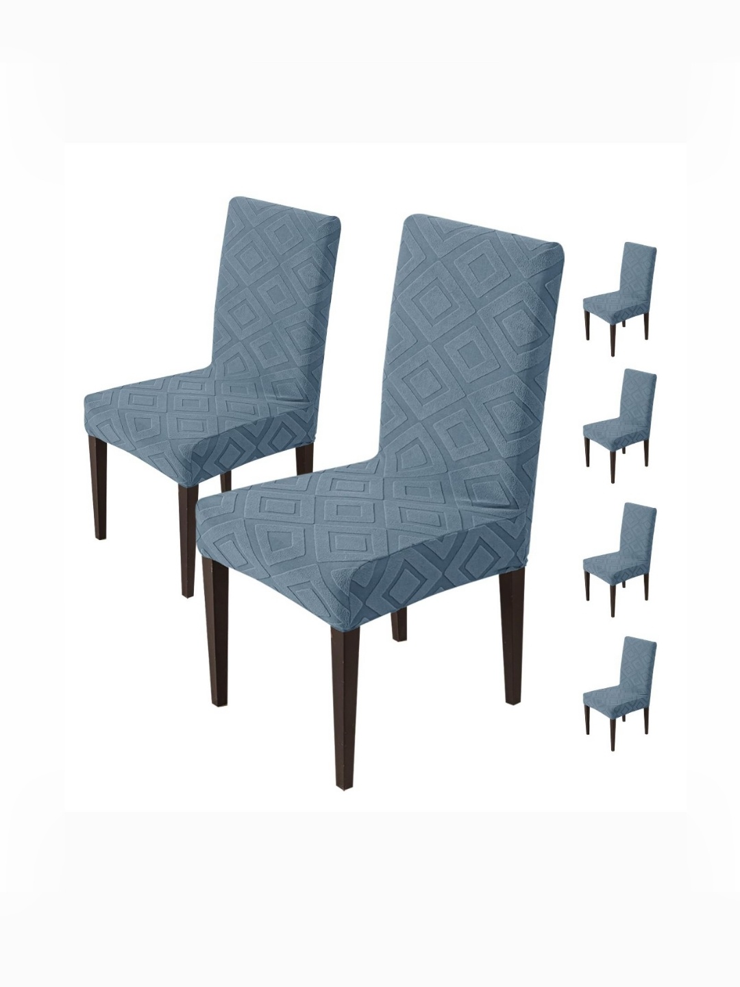 

HOUSE OF QUIRK 6-Pcs Blue Patterned 220 GSM Chair Cover