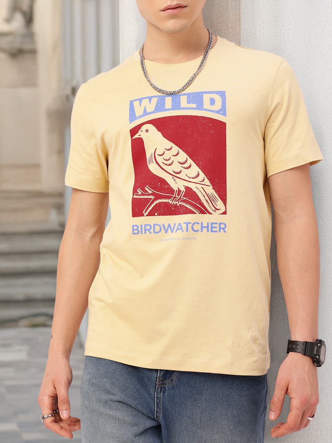 

Kook N Keech Urban Edge Printed Casual T-shirt, Beige