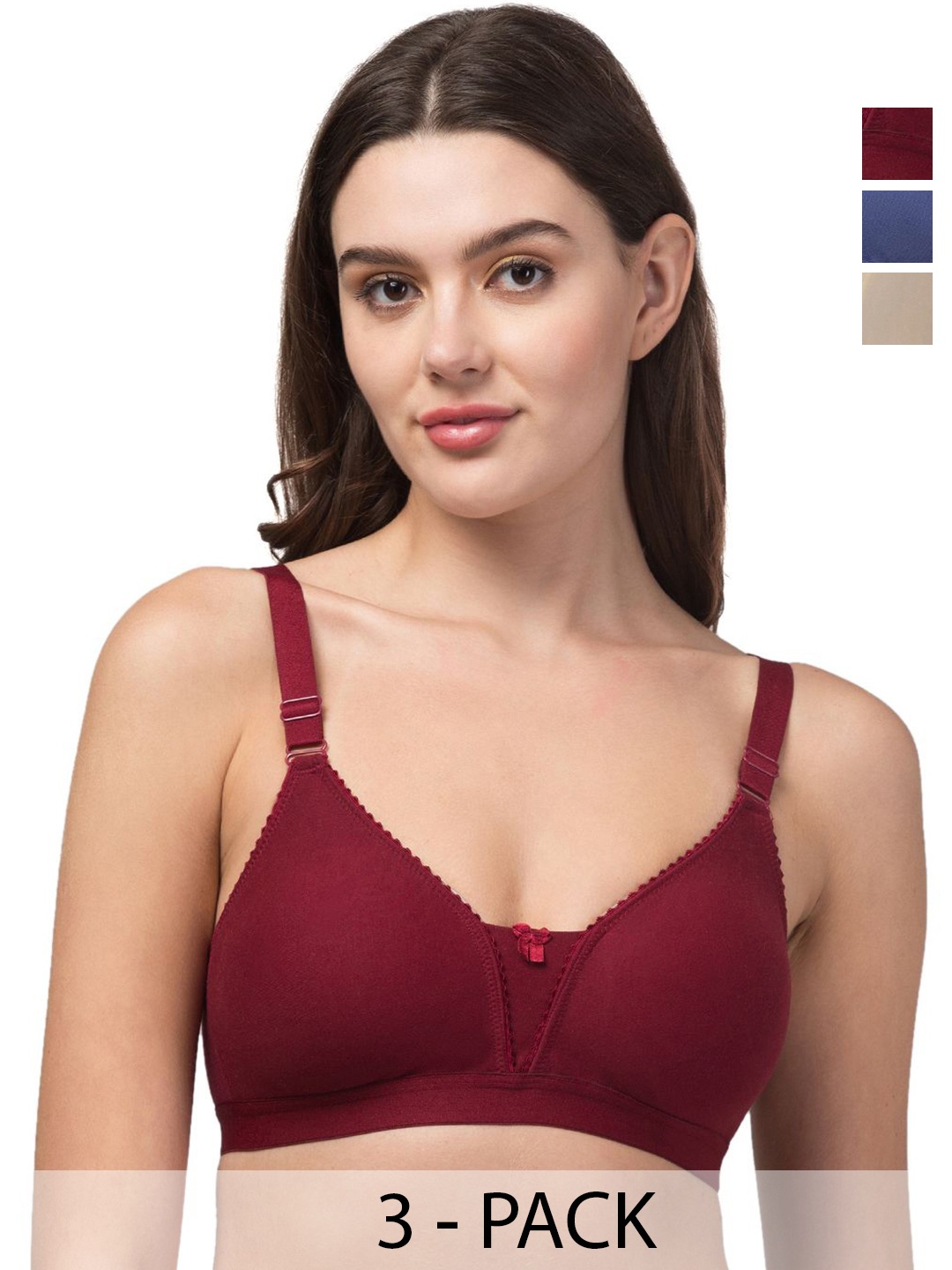 

Boleem Women Pack Of 3 Full Coverage Bra, Blue