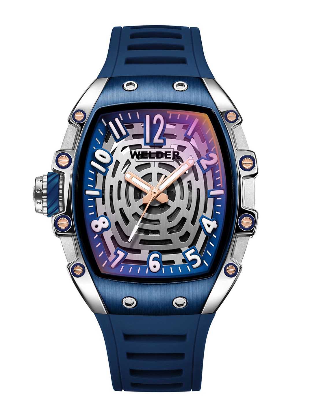 

WELDER Men Brass Dial & Rubber Straps Analogue Watch WRH3007-R, Blue