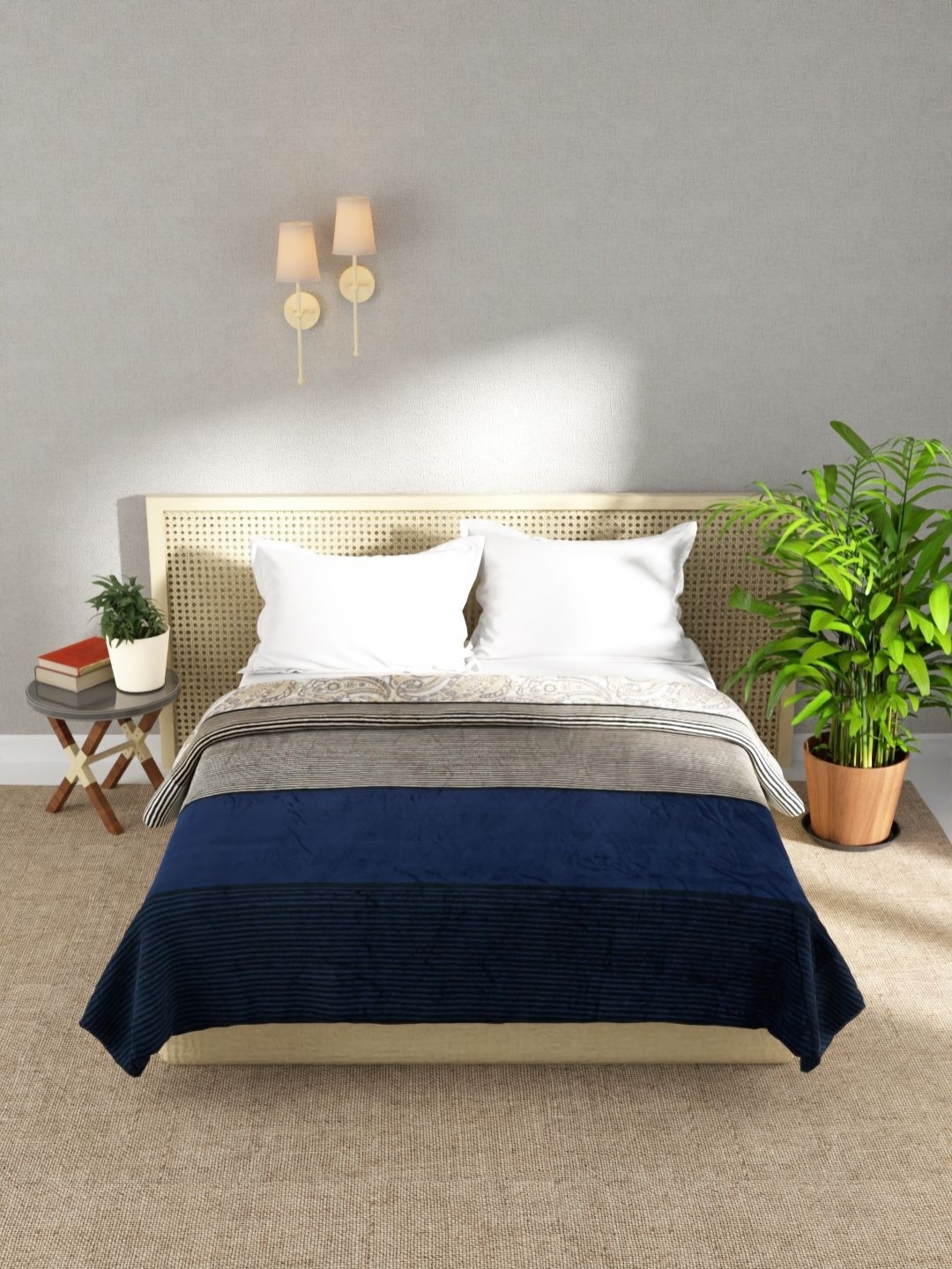 

KOPA Brown Geometric Microfiber AC Room 300 GSM Double Bed Blanket