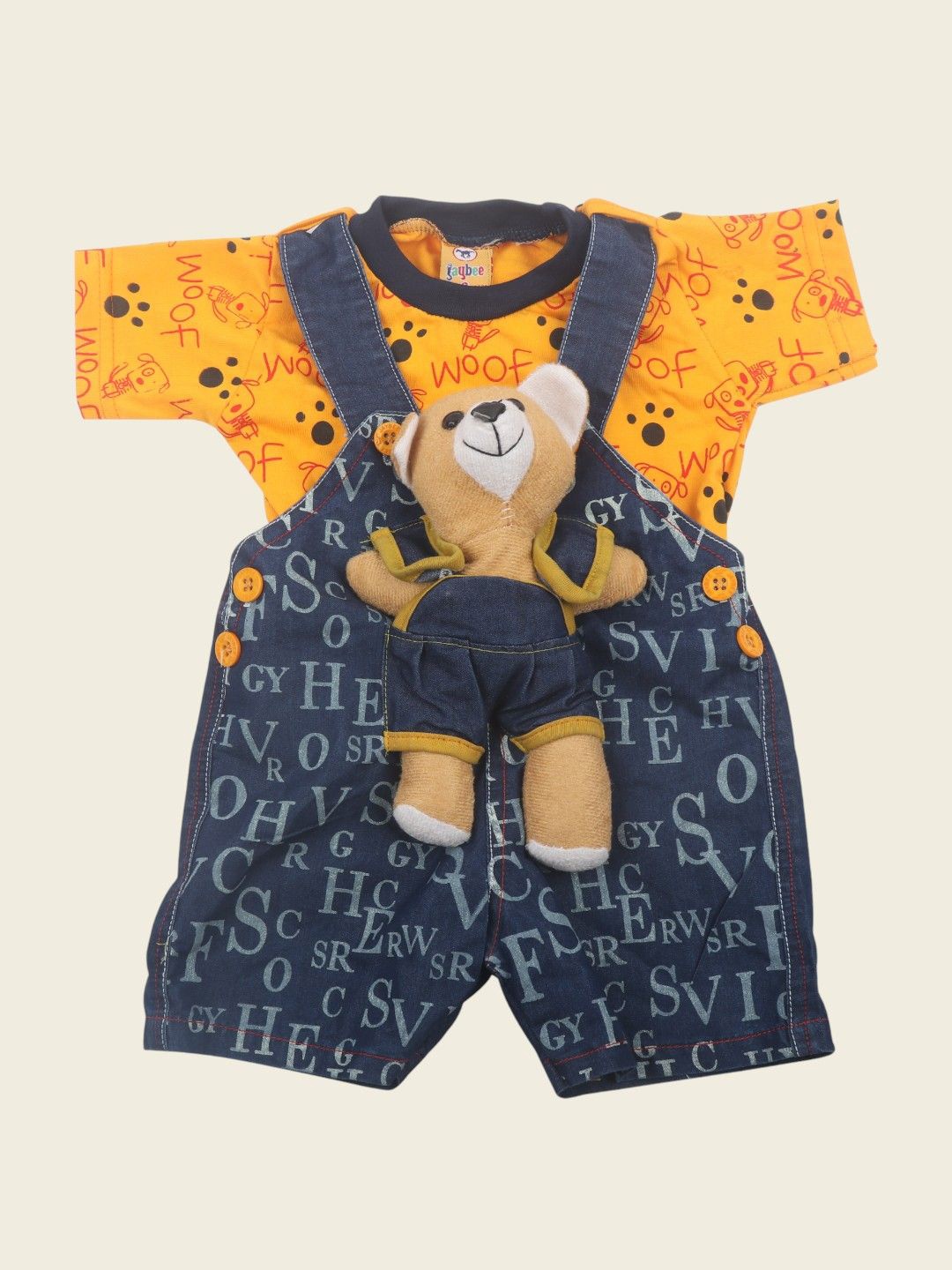 

Yellow Bee Infant Boys Printed Cotton Dungaree With T-Shirt