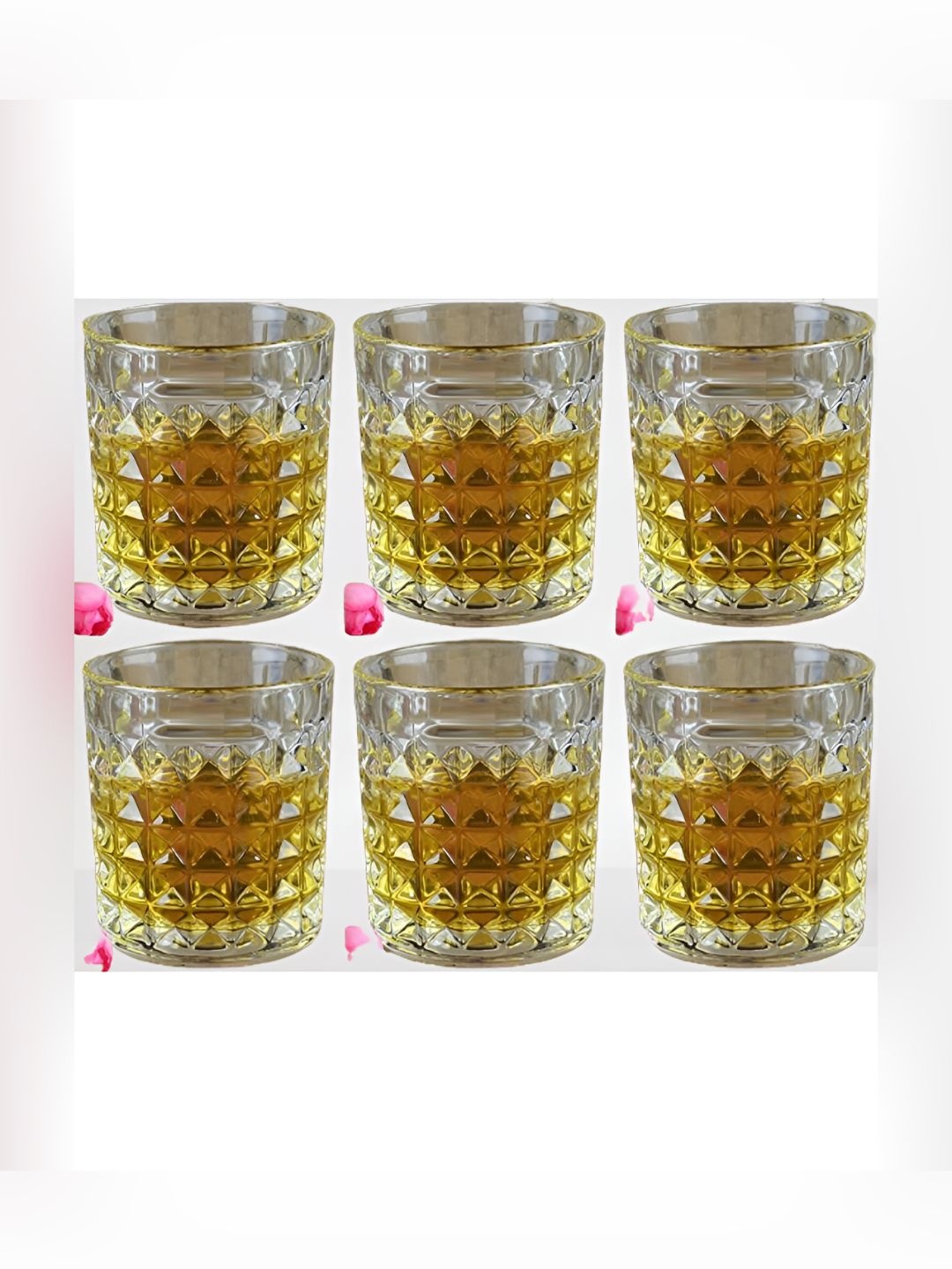 

SOMIL 6Pcs Transparent Textured Glass Whisky Glass