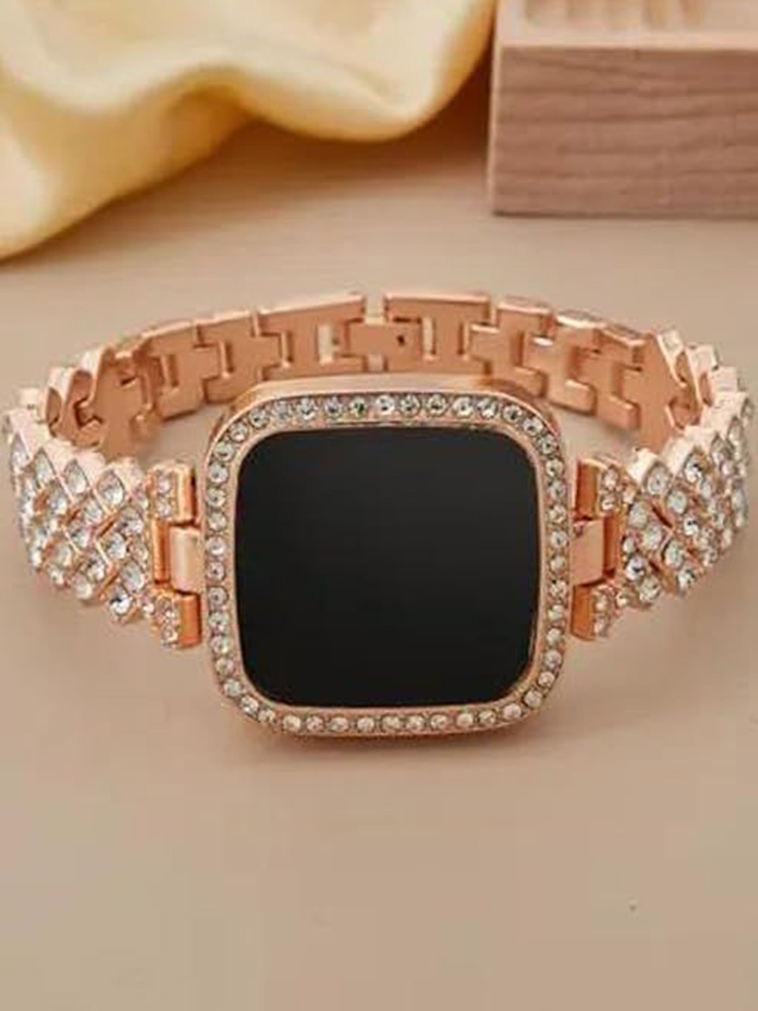 

SWADESI STUFF Women Dial & Straps Digital Automatic Watch SQUARE METAL LED WOMEN, Rose gold