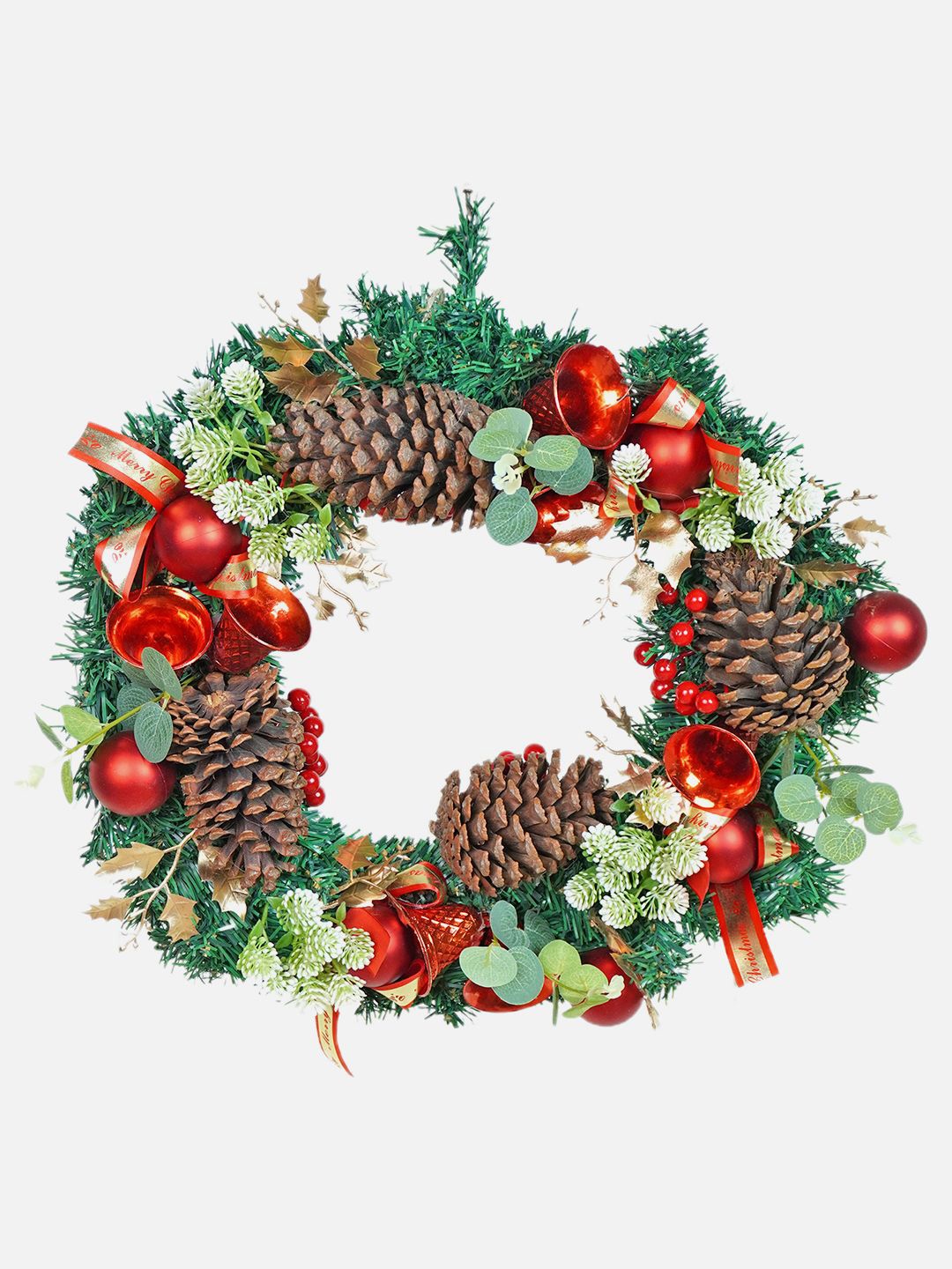 

Little Surprise Box LLP Bells & Heavy Fillers Artificial Christmas Wreath For Door Wall, Green