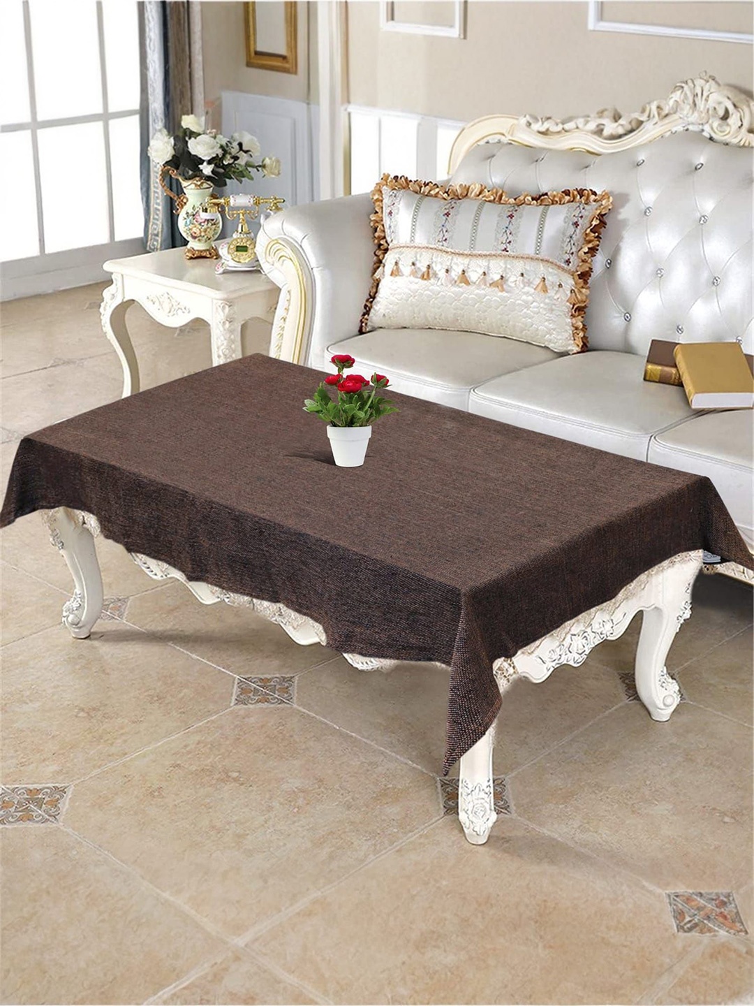 

Kuber Industries Brown 4-Seater Table Cover