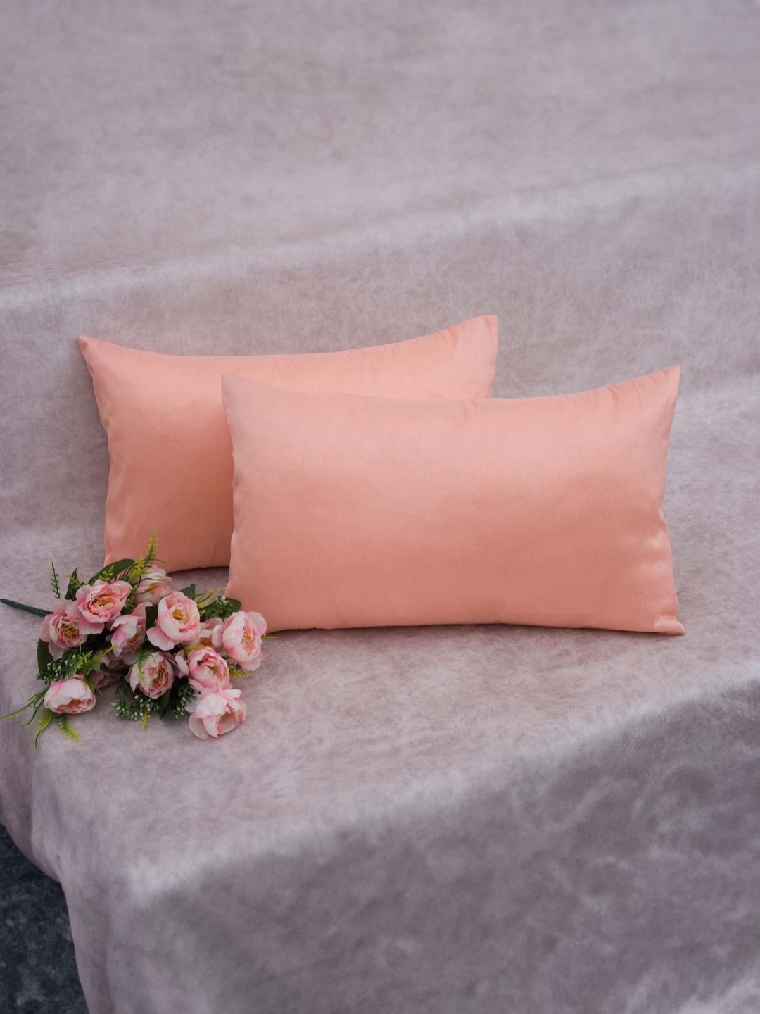 

RoyalDeco Peach-Coloured Set of 2 Rectangle Cushion Covers