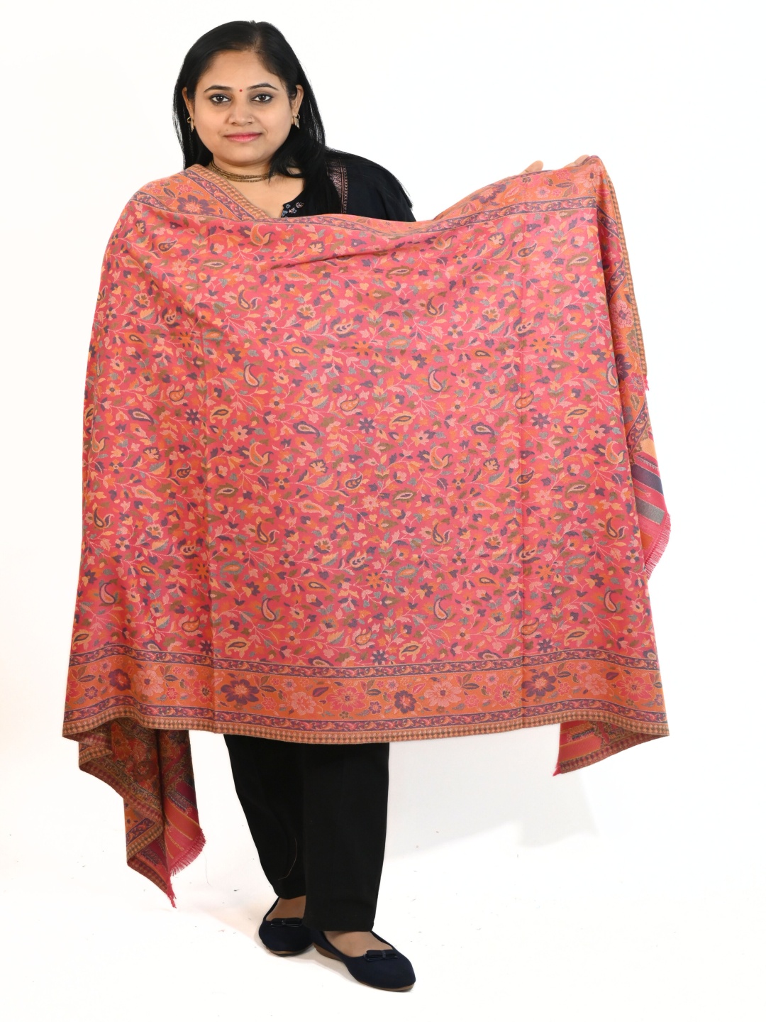 

Vrinde Women Paisley Shawl, Pink