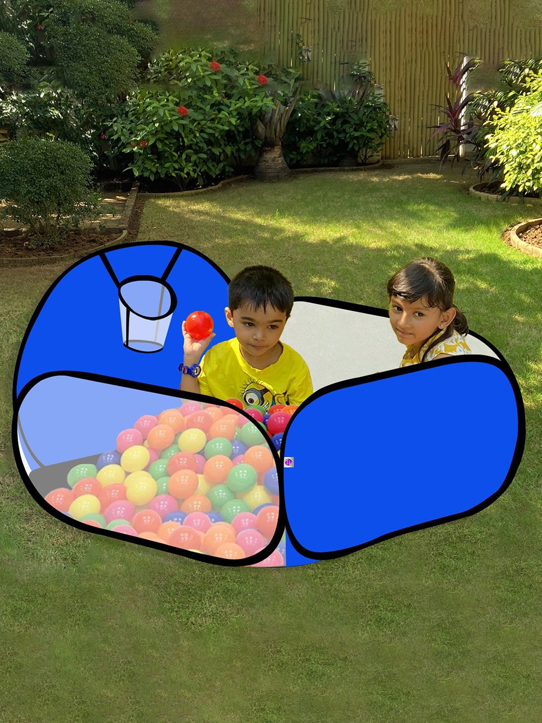 

Silver Shine Kids Foldable Square Ball Tent With 20 Balls, Blue