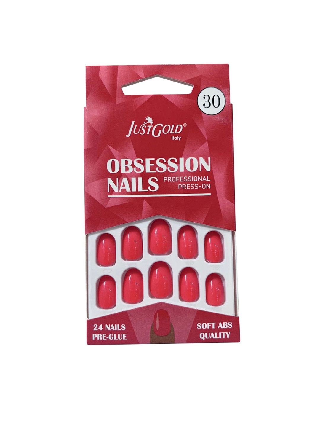 

JUSTGOLD Set Of 24 Professional Obsession Press On Pre Glued Nails - Maroon 26, Fuchsia