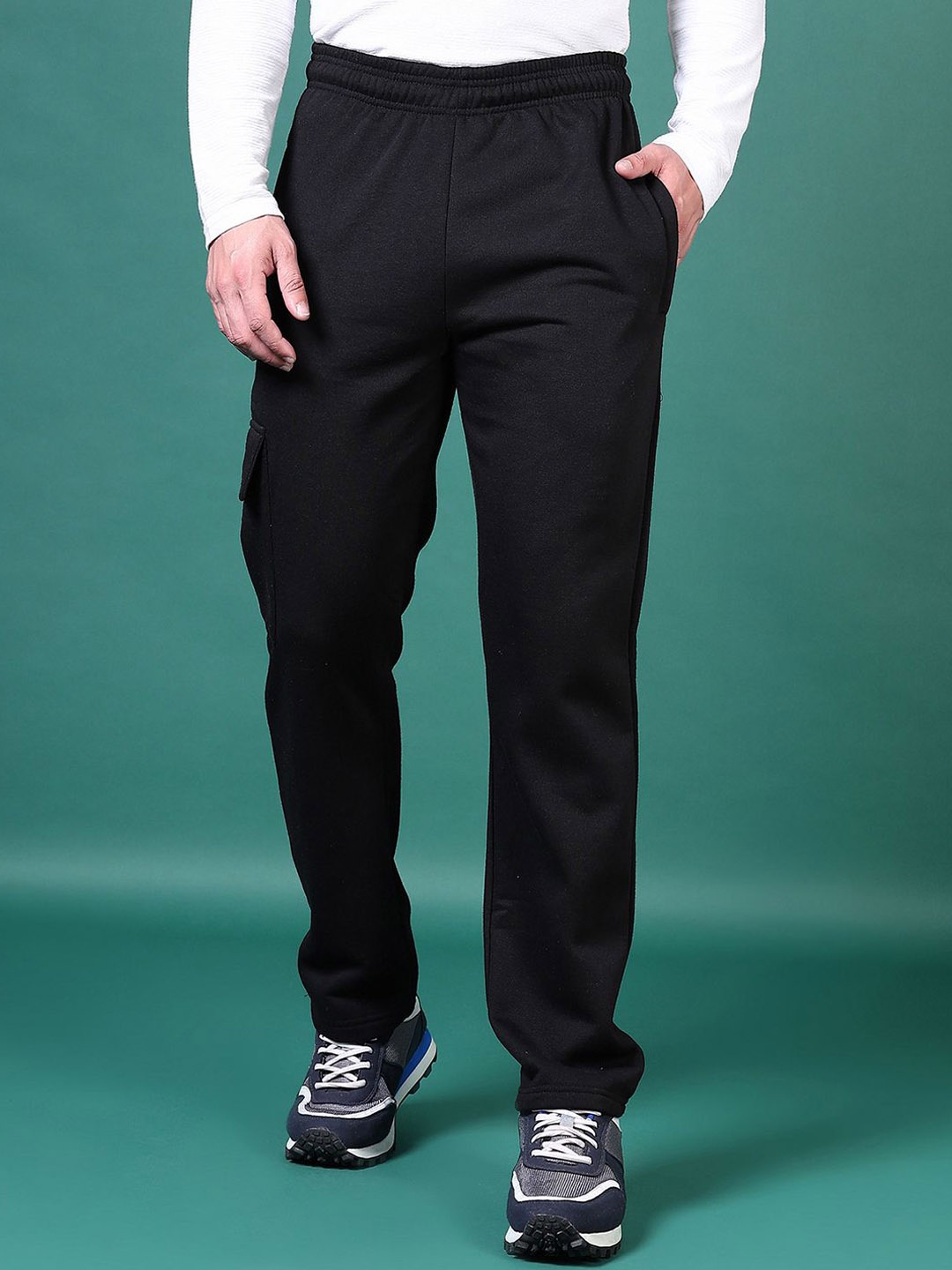 

V-Mart Men Pure Cotton Mid Rise Regular Fit Slip-On Trousers, Black