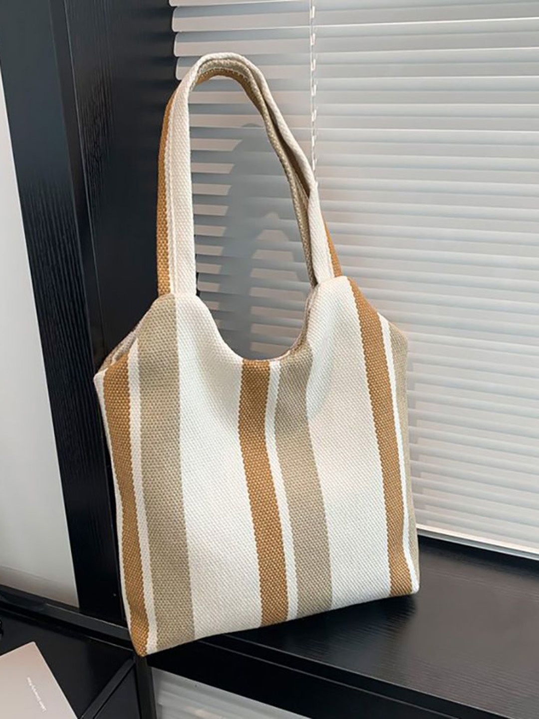 

StyleCast x Revolte Striped Shopper Handheld Bag, Khaki