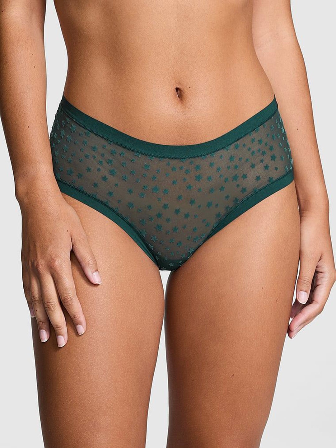 

Victoria's Secret Women PINK Self Design Low-Rise Basic Brief, Green
