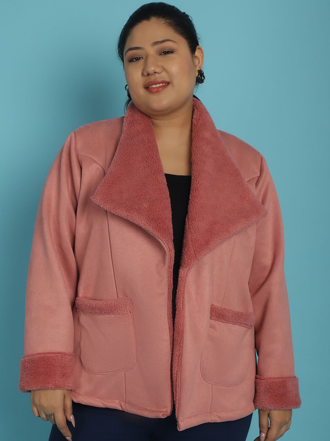 

theRebelinme Women Open Front Jacket, Pink