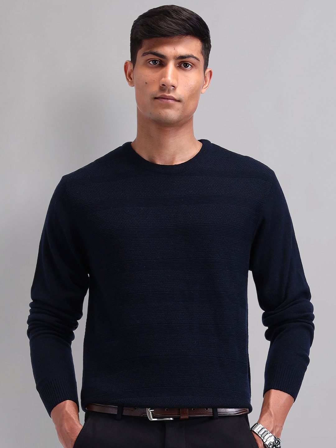 

AD By Arvind Men Long Sleeves Pullover Sweater, Blue