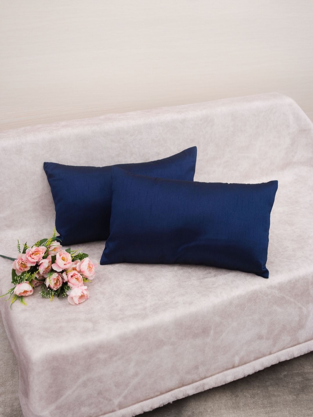 

RoyalDeco Navy Blue Set of 2 Rectangle Cushion Covers