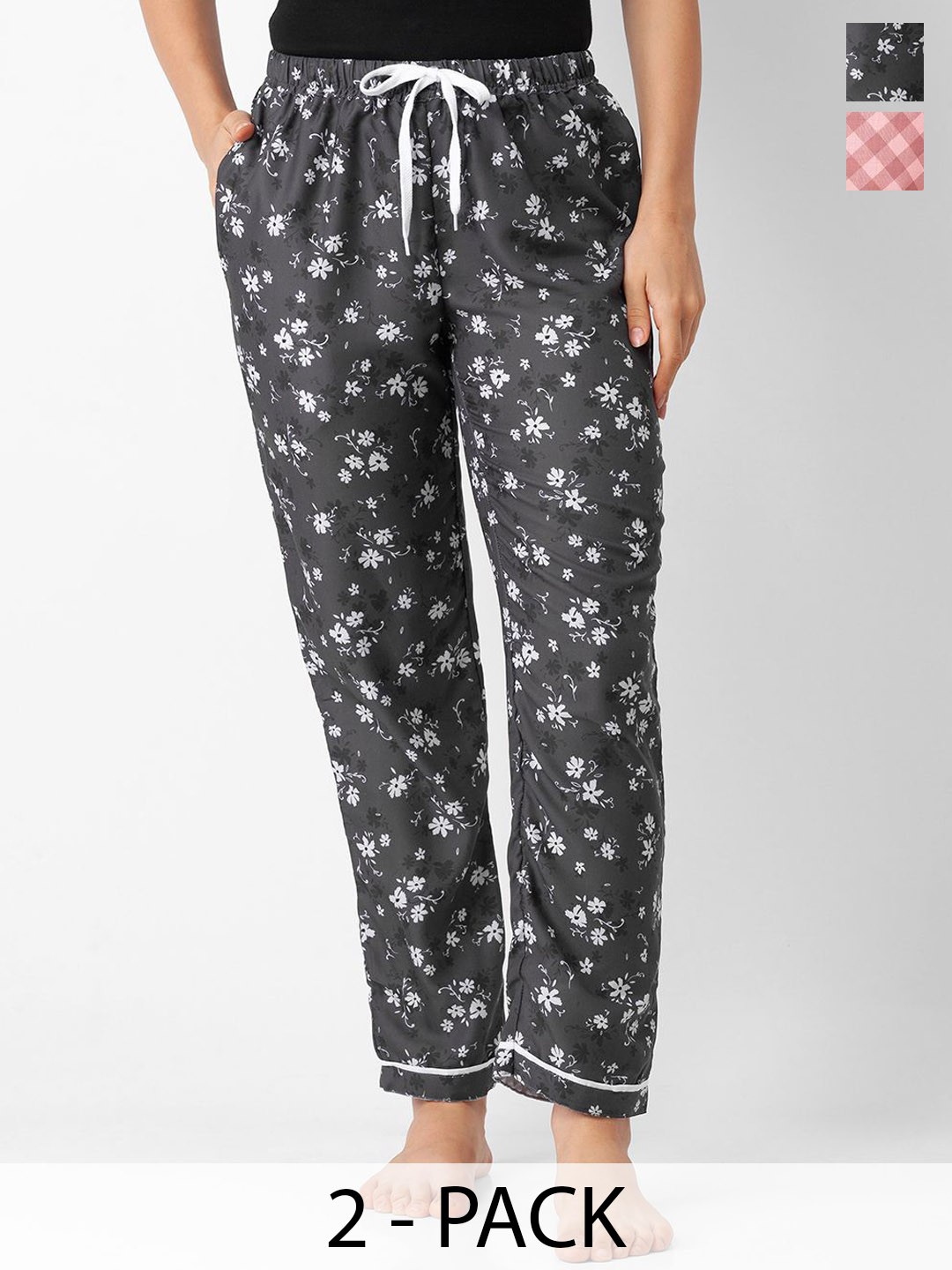 

FashionRack Women Pack Of 2 Printed Lounge Pants, Grey