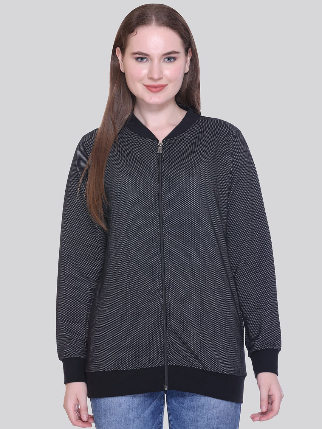 

ELPIDA Women Trendy Winter Front-Open Sweatshirt, Black