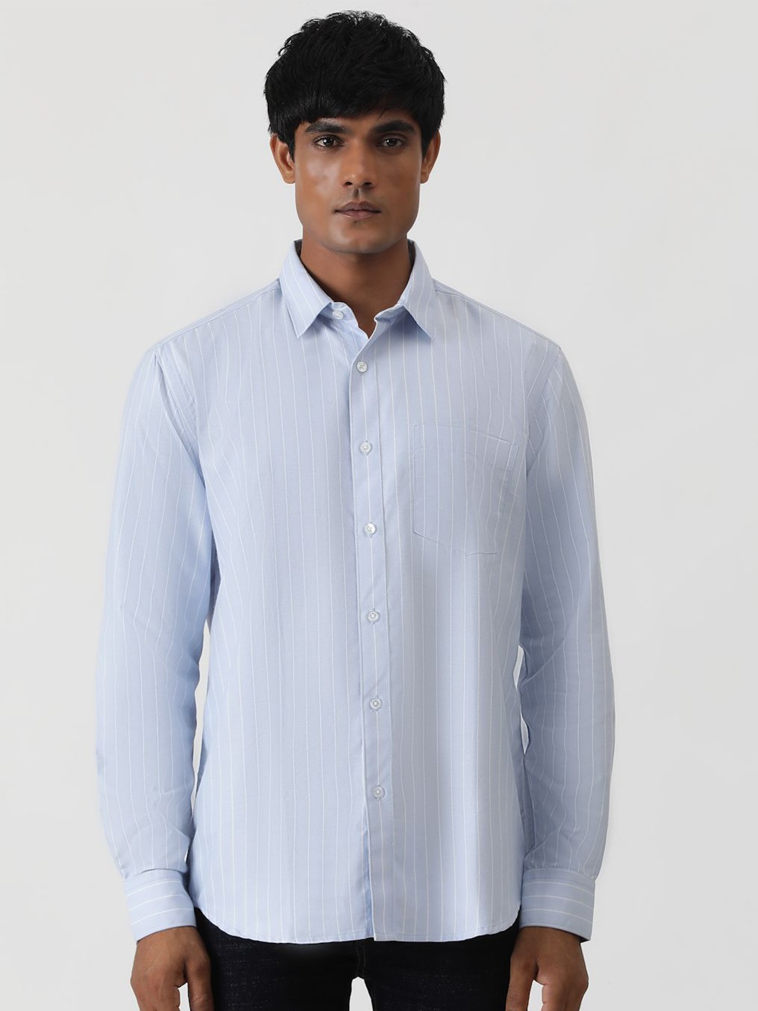 

Greenfibre Men Opaque Striped Casual Shirt, Blue