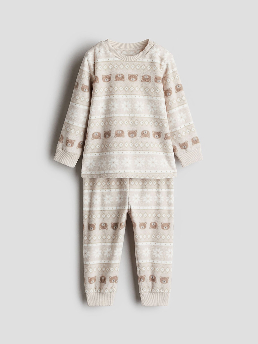 

H&M Boys Printed Night Suit, Beige