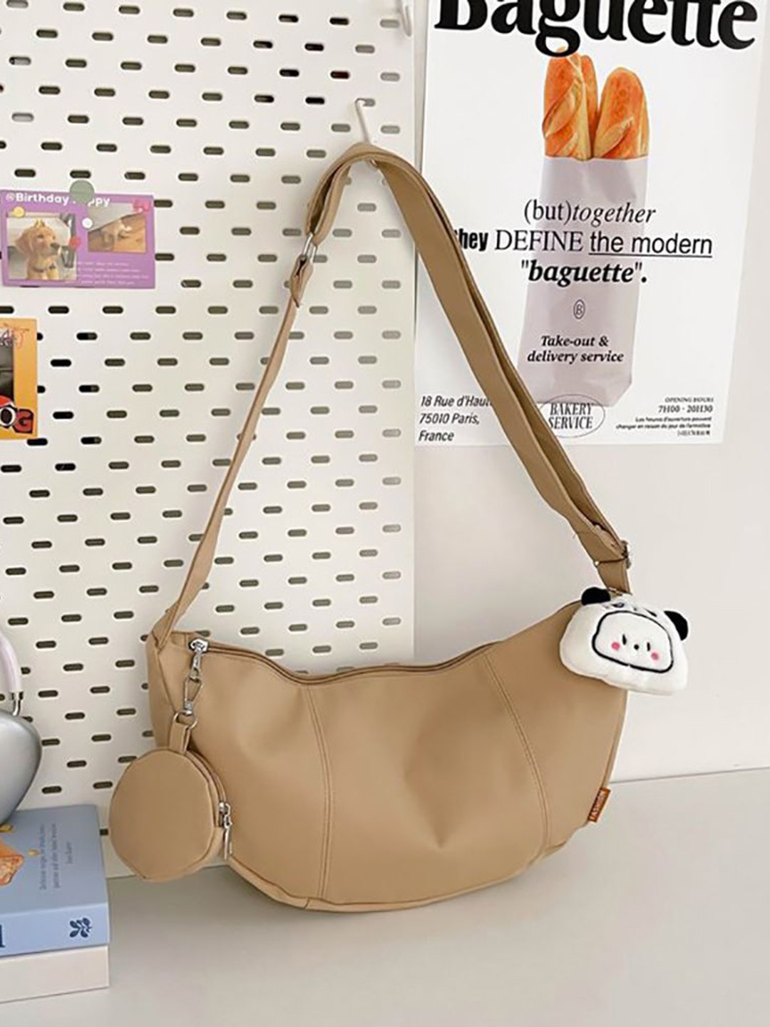 

StyleCast x Revolte Hobo Bag with Applique, Khaki