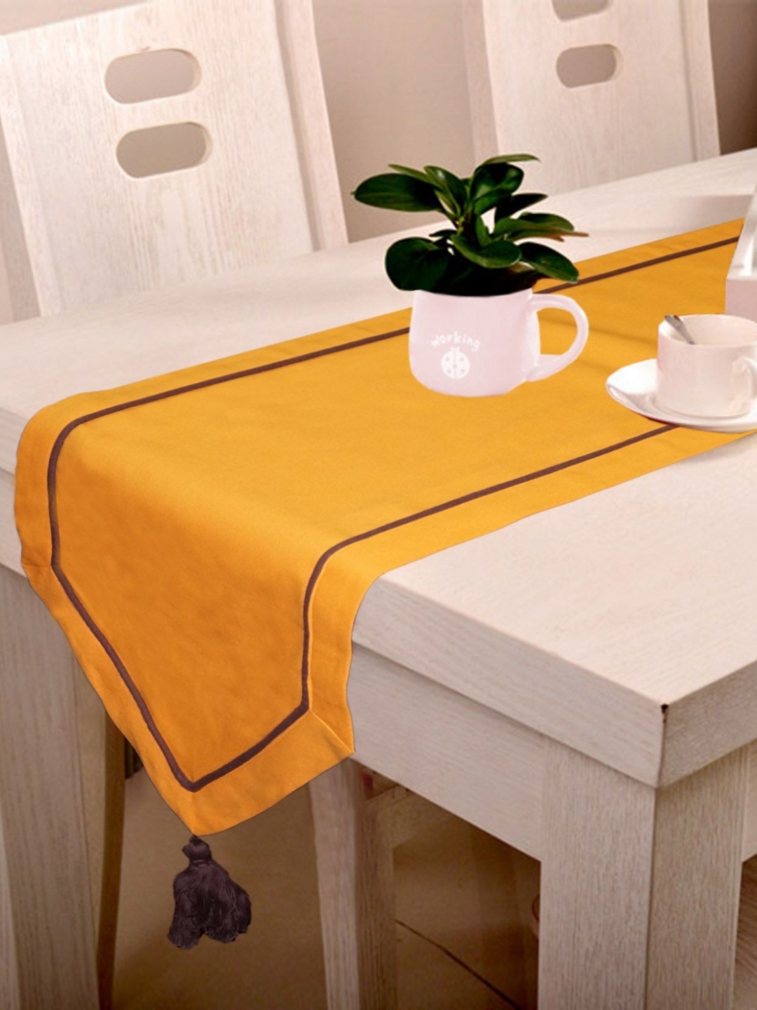 

Lushomes Orange-Color & Brown Cotton Table Runner