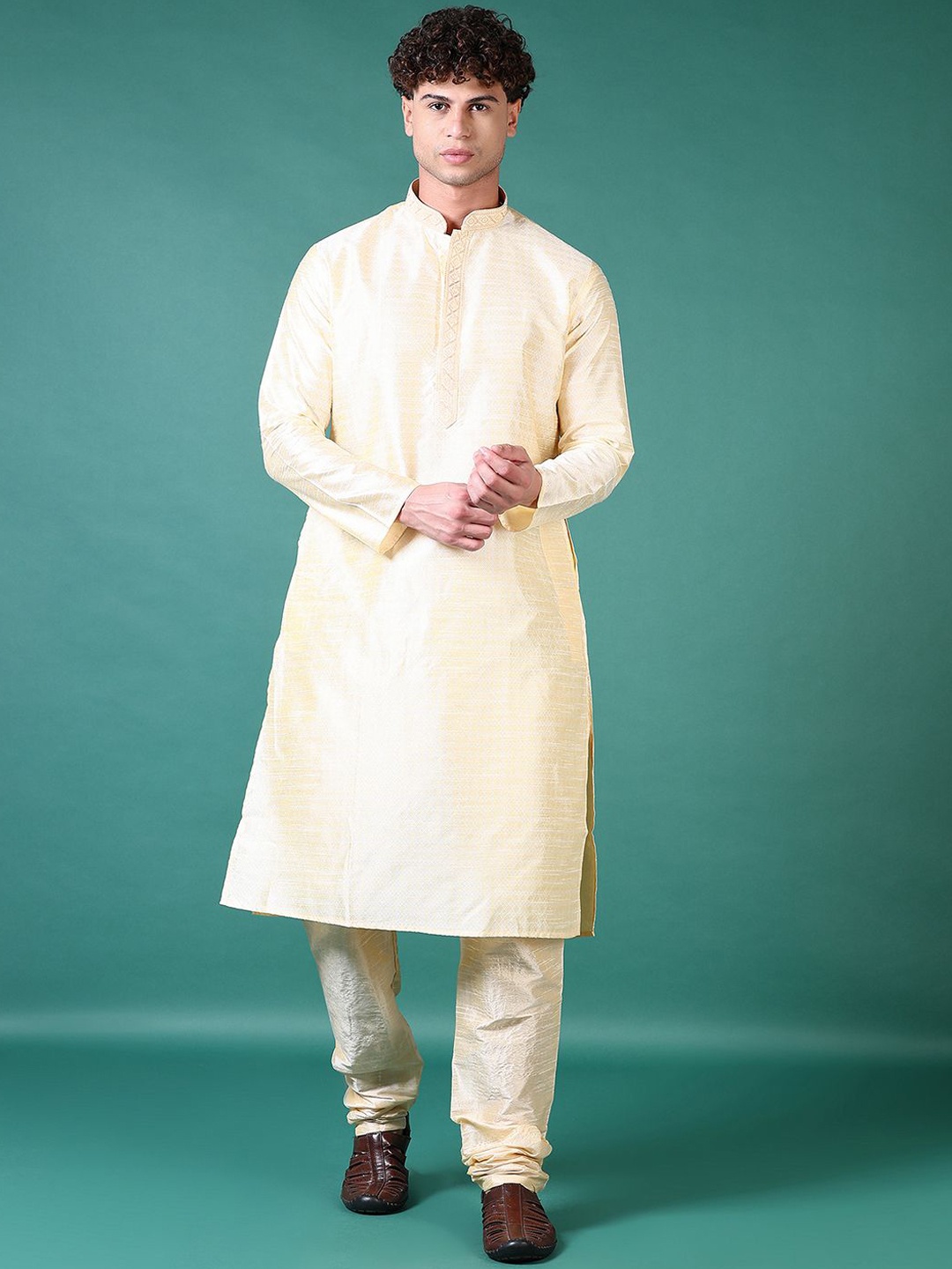 

V-Mart Men Regular Kurta with Pyjamas, Beige