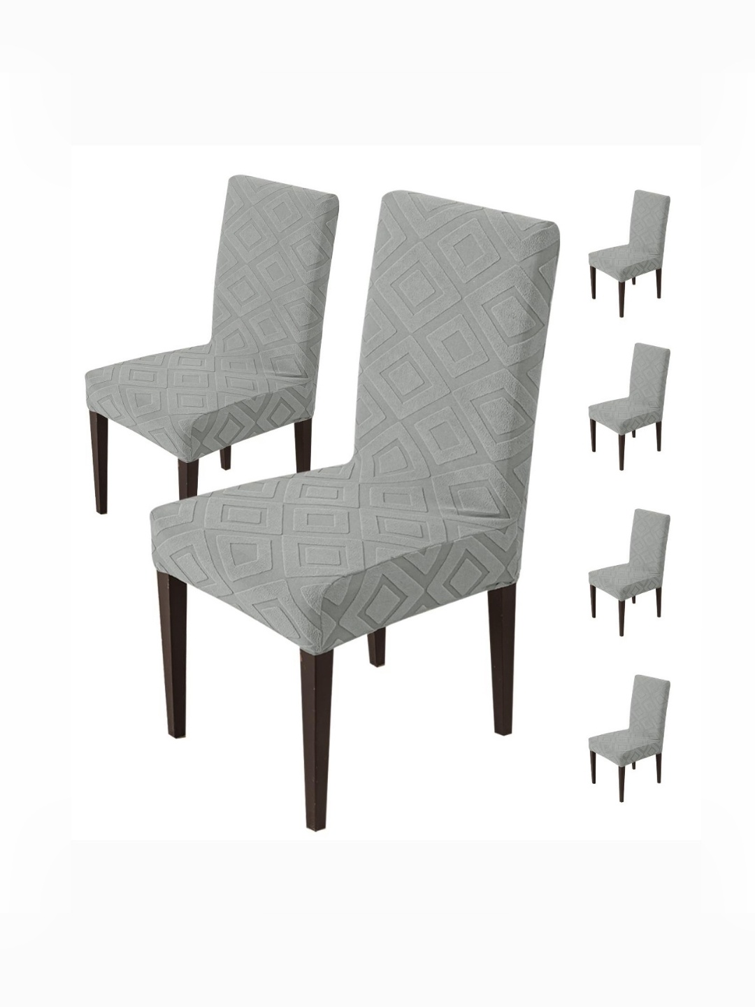 

HOUSE OF QUIRK 6-Pcs Grey Patterned 220 GSM Chair Cover