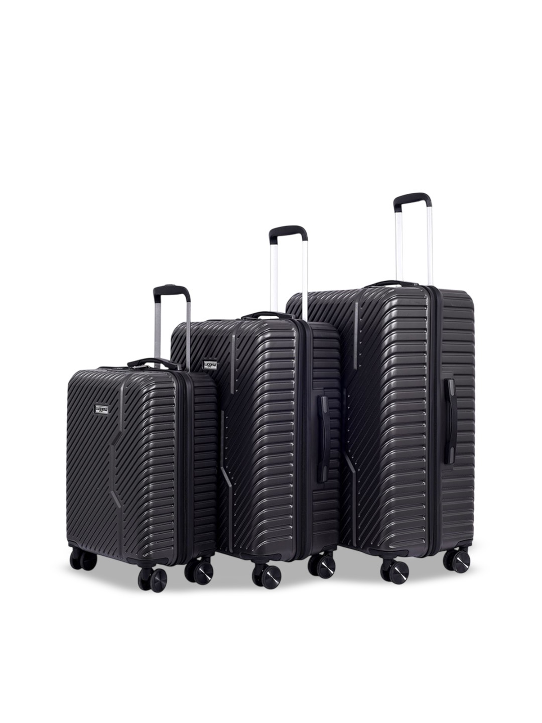 

Luggero Set Of 3 Hard-Sided Large, Medium & Cabin Trolley Bag, Grey