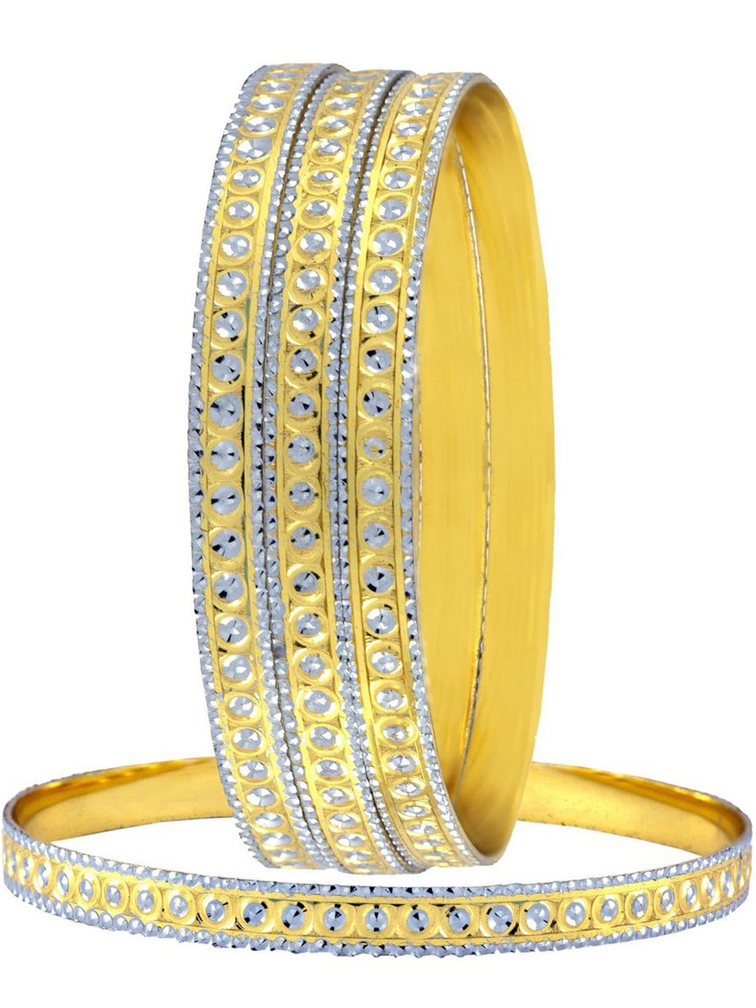 

ZIVOM Gold-Plated & Rhodium-Plated Set Of 4 Bangles