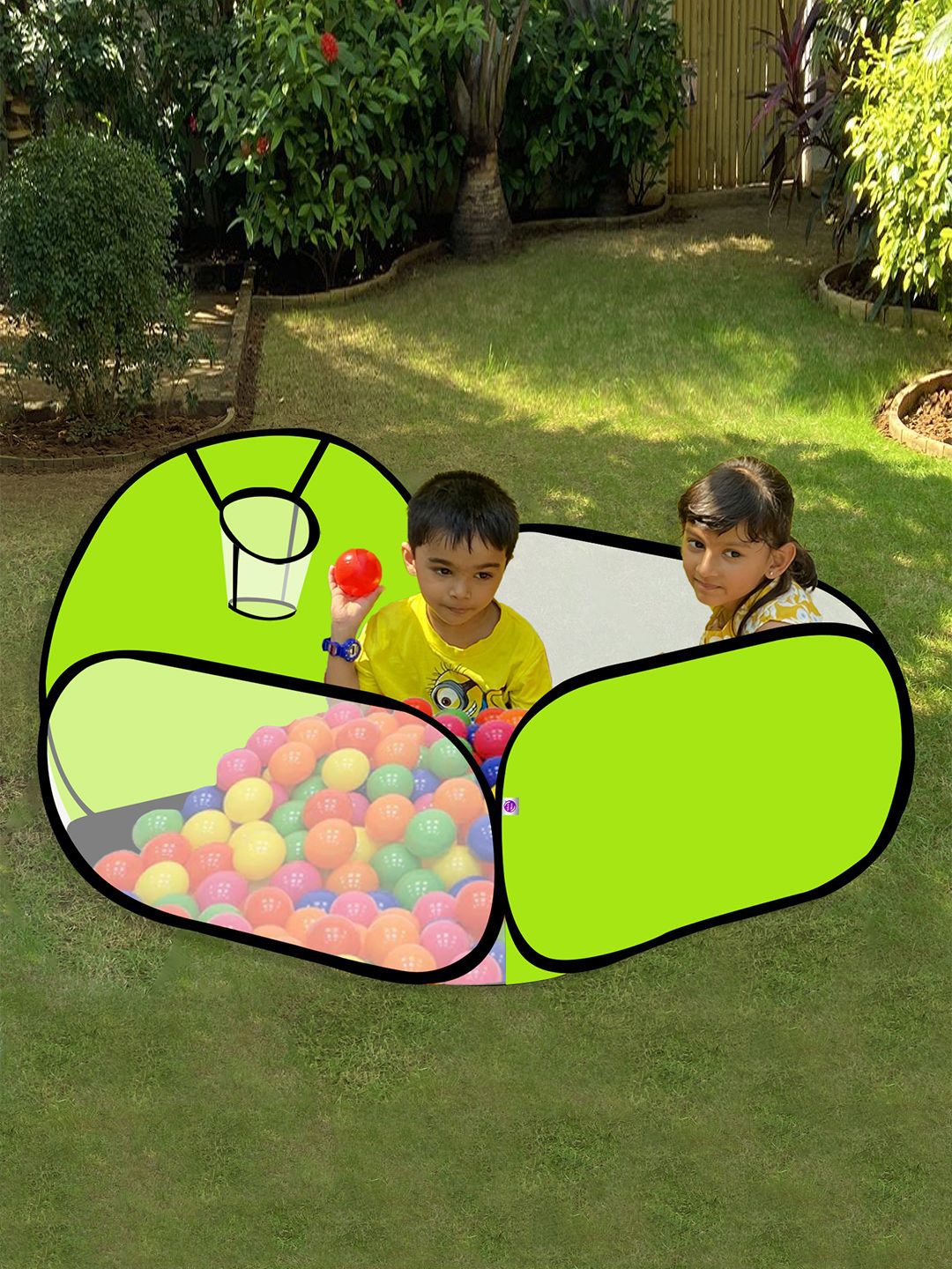 

Silver Shine Kids Foldable Square Ball Pool Play Tent House With 20 Balls, Green