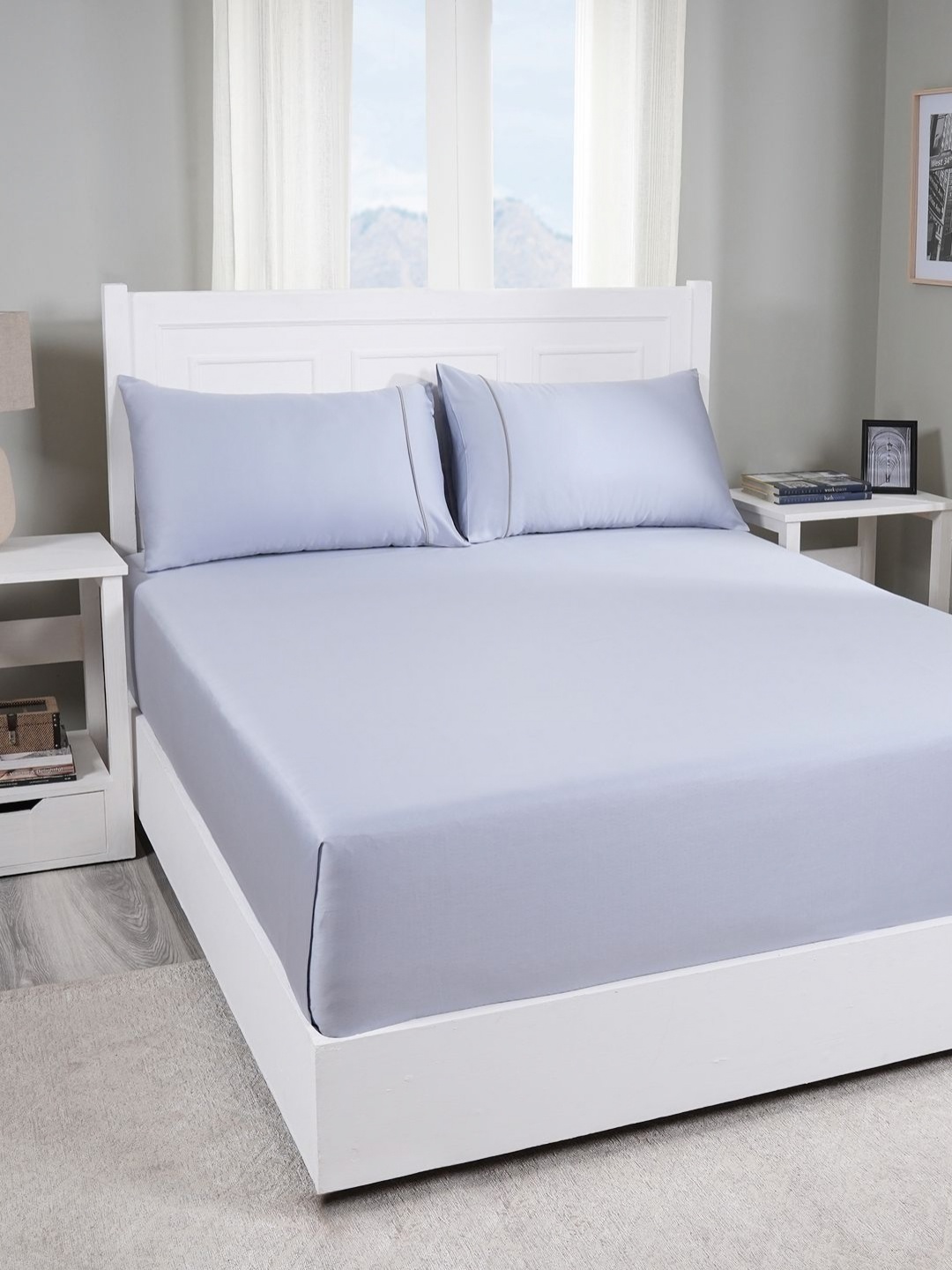 

MASPAR Blue 300 TC Bedsheet With 2 Pillow Covers 1.52 m x 2.24 m