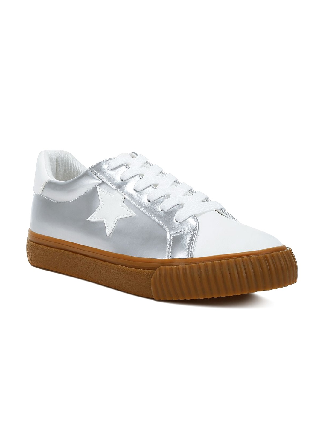 

London Rag Women Colourblocked Sneakers, Silver