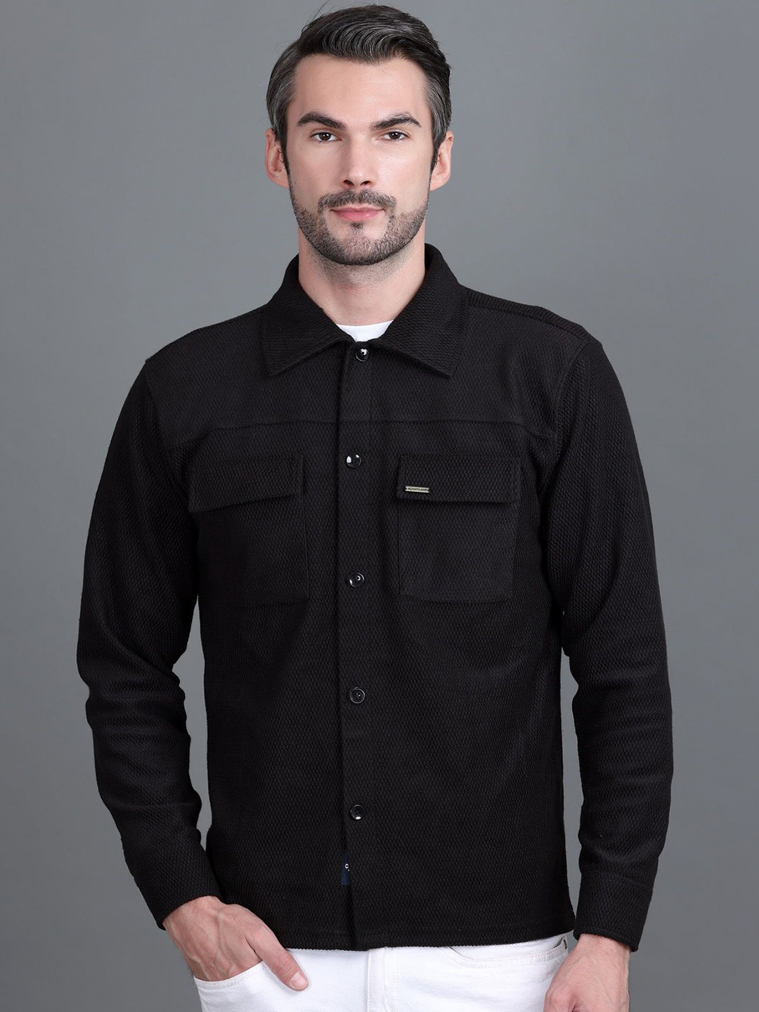 

Antiloop Men Open Front Jacket, Black